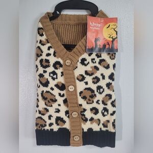 Dog Sweater B.HAPPI BrandAnimal Print Buttons Sweater Puppy Leopard Print.SizeXS